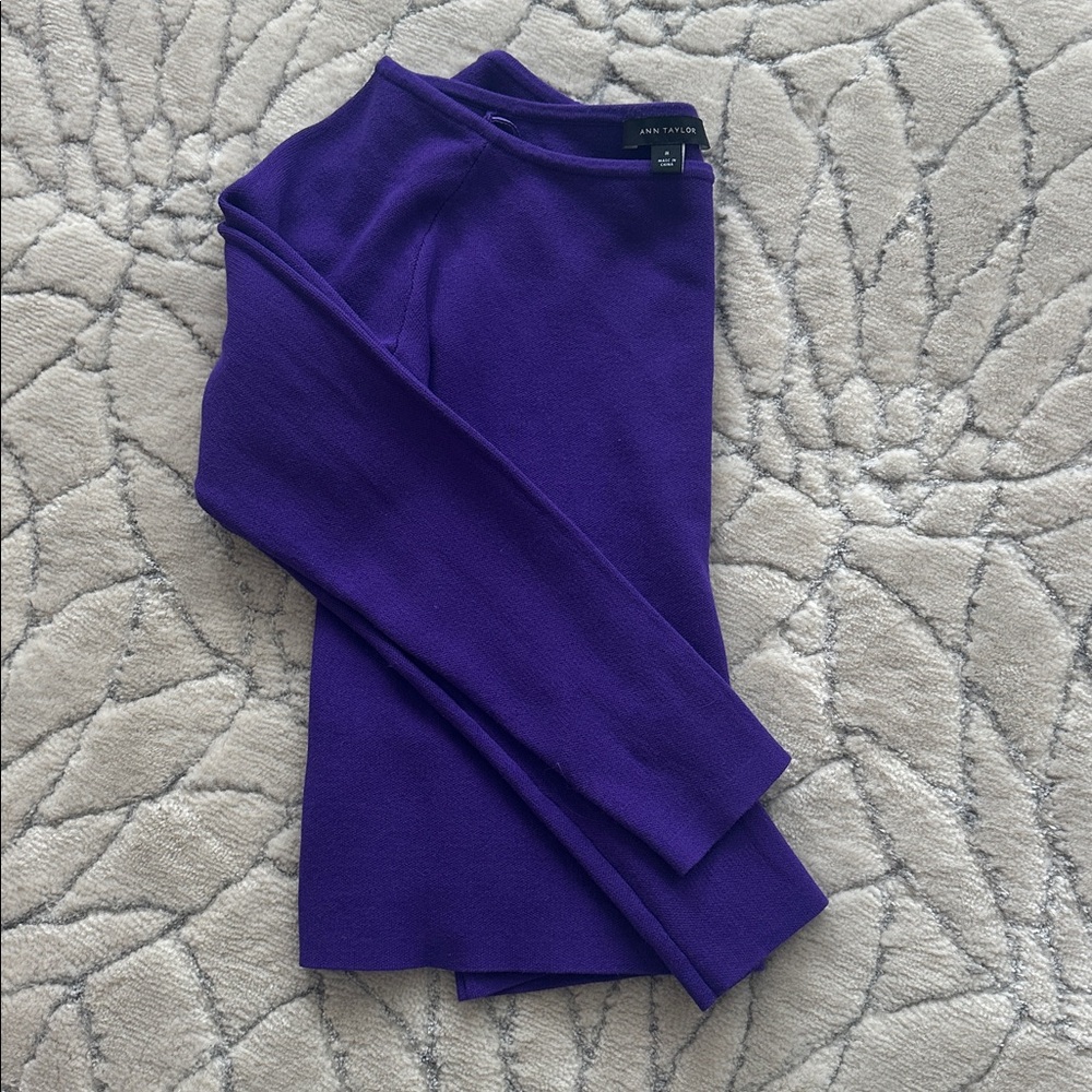 Ann Taylor Deep Purple Long Sleeve Top - Picture 11 of 12